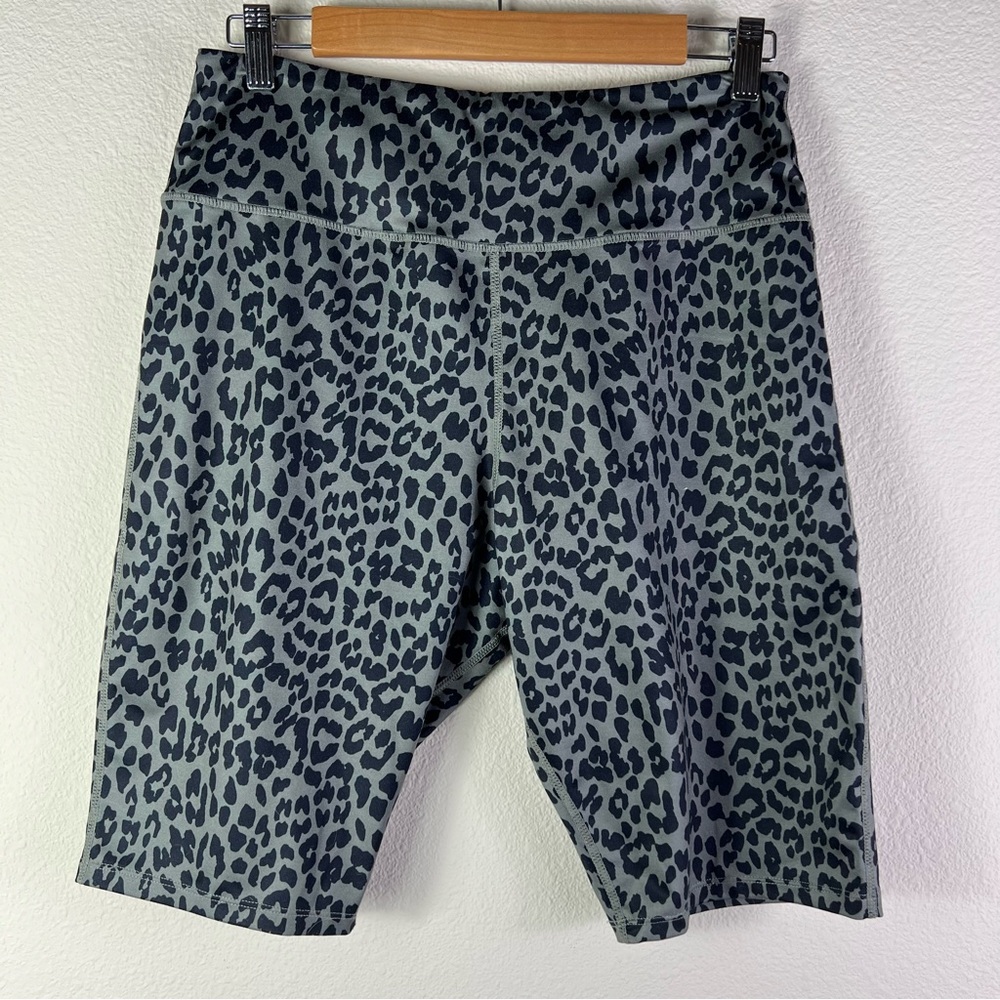 Wolf & Whistle Black and Green Leopard Print High Waisted Bike Shorts Size 12